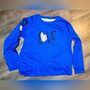 Love Baseball or Heart womens Long Sleeve‎ Shirt-blue-womens xL